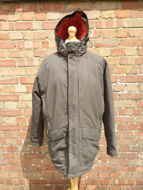 Timberland Weather Gear Mens Down Coat Large Olive Green Zipped With Hood