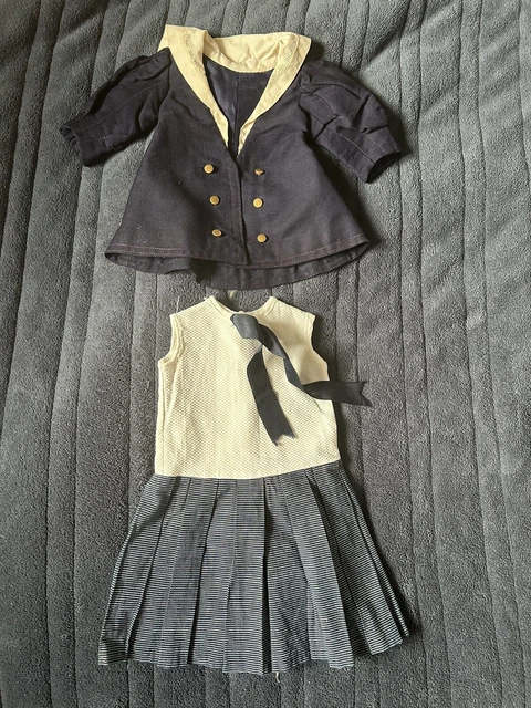Costume marin en soie pour POUPÉE ancienne vintage de 32-34