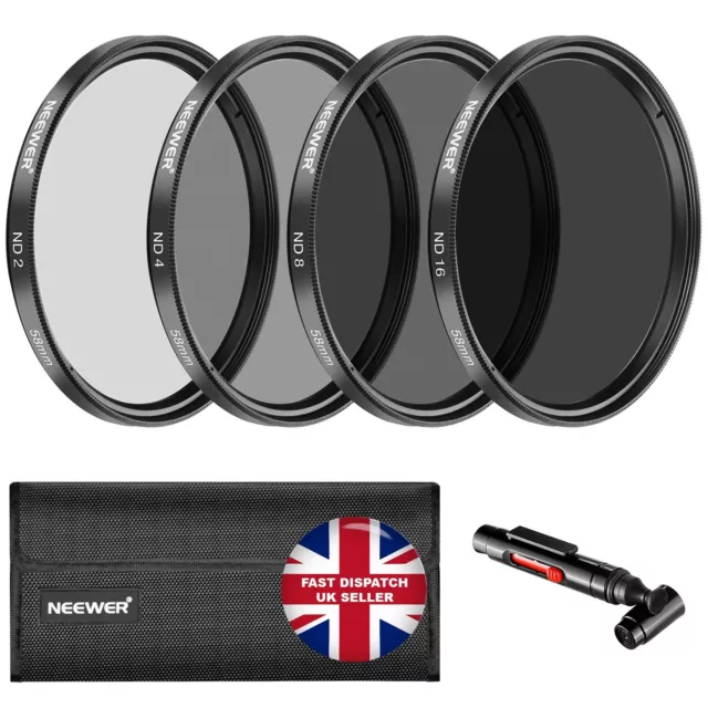 Neewer 58MM Neutral Density ND2 ND4 ND8 ND16 Filter and Accessory Kit for CANON