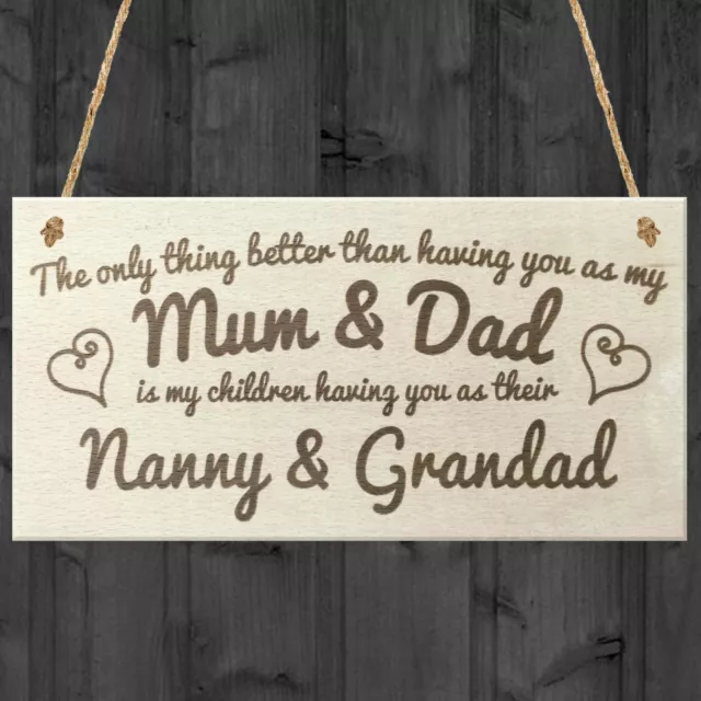 Mum Dad Nanny & Grandad Shabby Chic Love Wooden Hanging Plaque Gift Sign Present