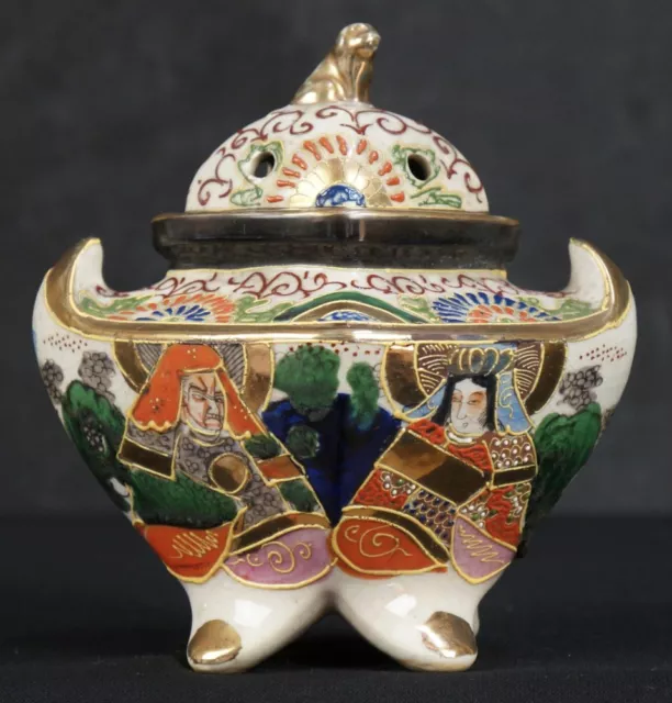 Vintage censer ceramic Koro Japanese sculpture 1920s Japan Satsuma burner