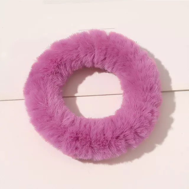 1PC con Peluche Anillo Pelo Niña Imitación Piel de Conejo Gomas Accesorios < 3