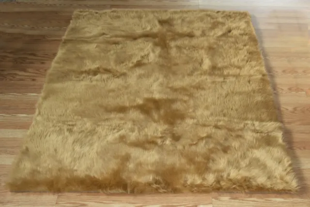 CAMEL Faux FUR area Rug 2' x 4' washable non-slip MADE IN USA