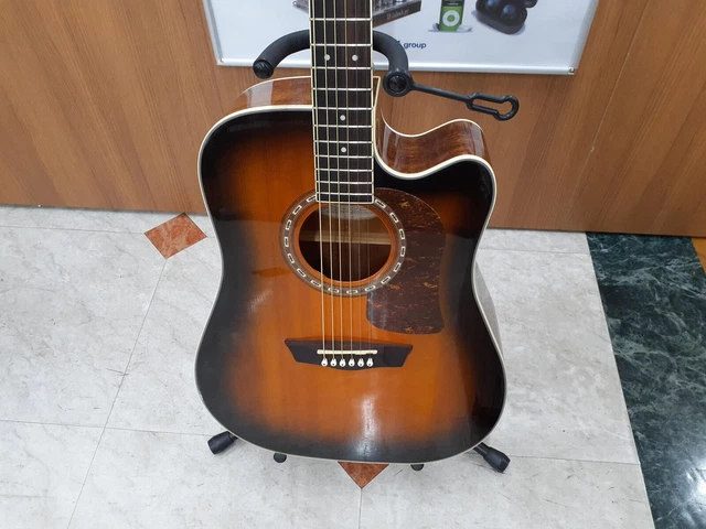 WASHBURN ACOUSTIC GUITAR with case and stand 85.00 PicClick UK