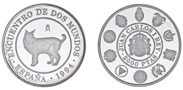 2000 Silver Pesetas / Plata. España 1994. Iberoamericana. Lince. Proof.
