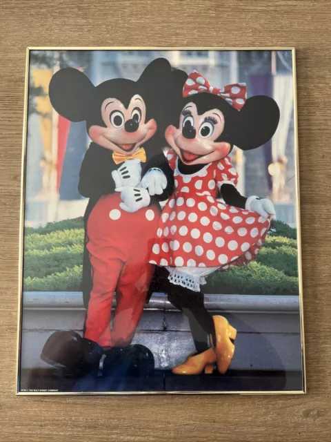 Vintage Disney World Mickey And Minnie Character Framed Poster Walt Disney Co