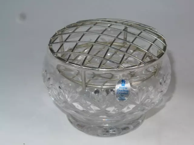 VINTAGE ROYAL DOULTON Crystal Glass Rose Bowl By Webb Corbett 1970s