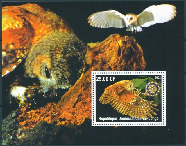 Birds of Prey on Stamps 2002 MNH Owls Snowy Owl Raptors 1v M/S