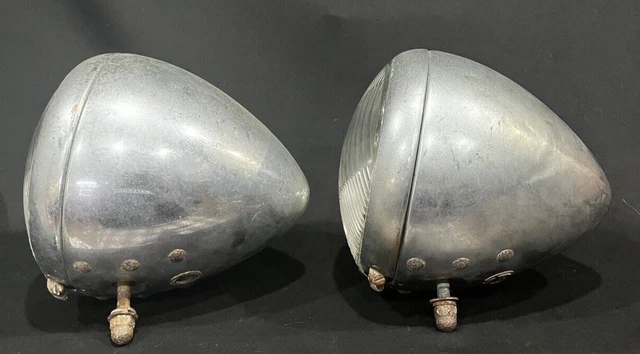 1934 Chevy Master HEADLIGHT ASSEMBLIES Original GM pair Guide Tiltray 3