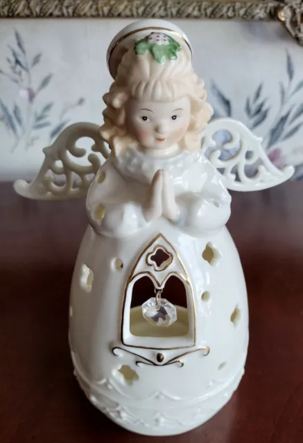 Christmas Candle Holder, Ivory Porcelain Angel Figurine