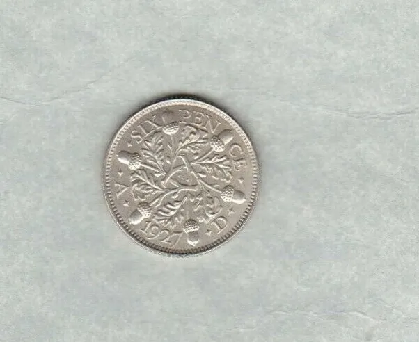 Proof 1927 George V Silver Sixpence Coin In Mint Condition.
