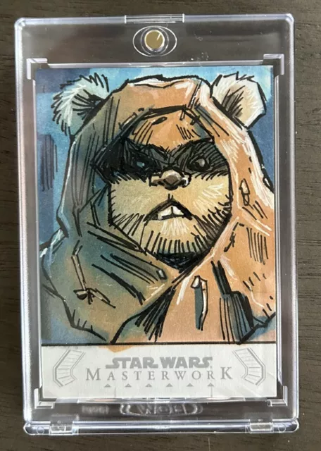 1/1 Topps Star Wars Masterwork Ewok Wicket SKETCH Card By Tim Shinn ROTJ