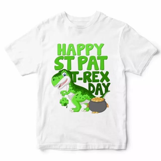 Dinosaur St Patricks Day T Shirt Kids Happy St Pat T-rex Funny Irish Tee Gift