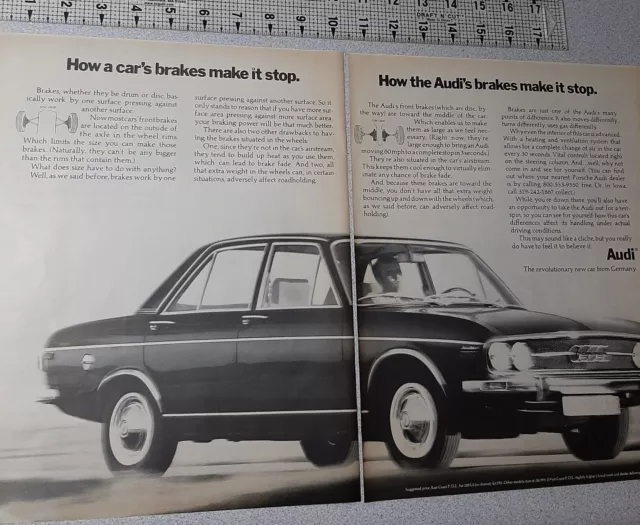 1970 Audi Vintage Print Ad German Engineering Revolutionary Safety Quality B&W