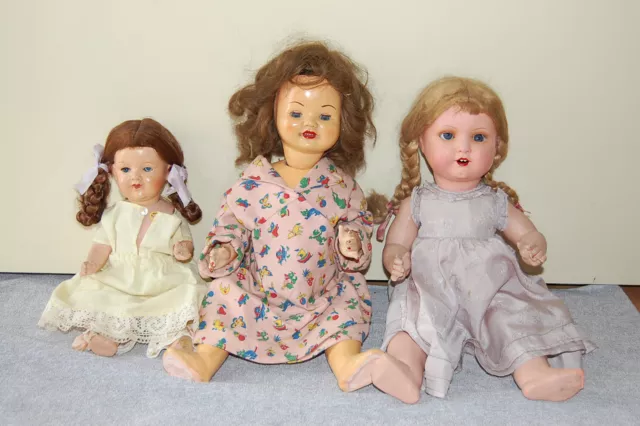 Konvolut 3 alte Puppen Massepuppen bis 47cm gemarkt AS usw.
