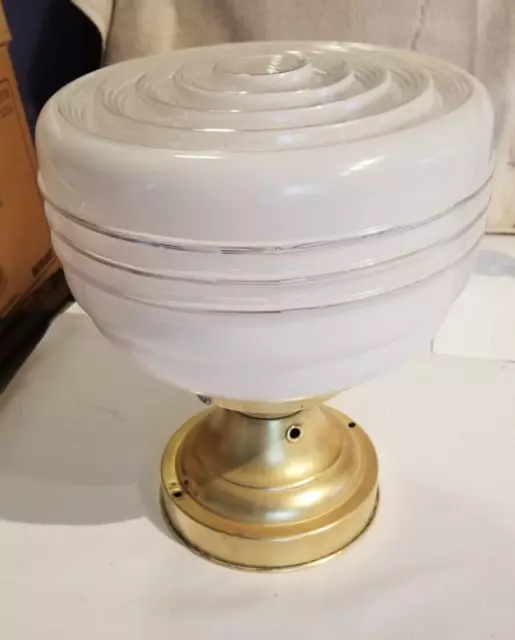 1 Vintage Brass Ceiling Mount And Shade - See Description