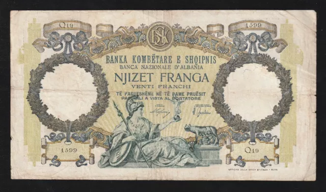 Albania, 20 Francs, 1939, P-7, Banknote