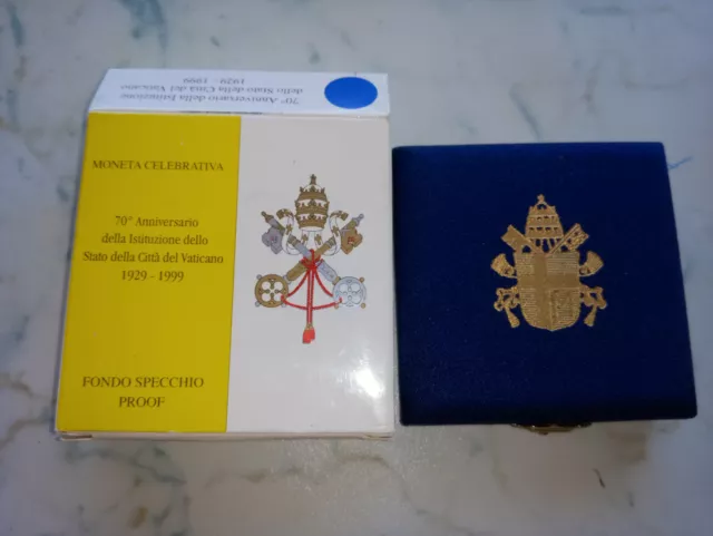 1999 VATICANO L.500 70° PATTI LATERANENSI ARGENTO PROOF conf. orig. Silver coin