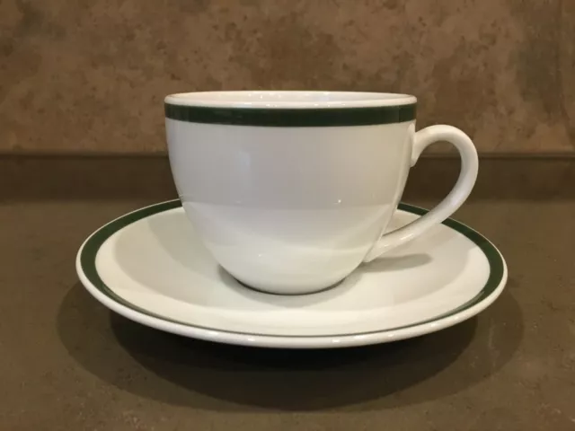Williams-Sonoma BRASSERIE GREEN Cups & Saucers,tea Coffee 4 sets White Japan