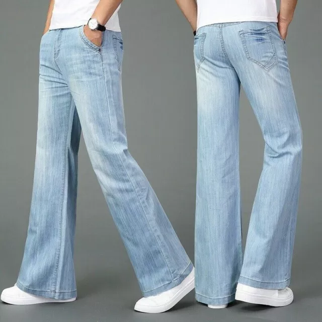 MEN LOOSE STRAIGHT Fit Jeans Wide Leg Denim Pants Retro Long Flared  Trousers $37.89 - PicClick