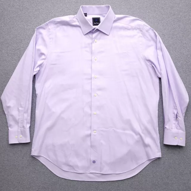 David Donahue Dress Shirt 17 34/35 Regular Fit Lavender Long Sleeve Mens