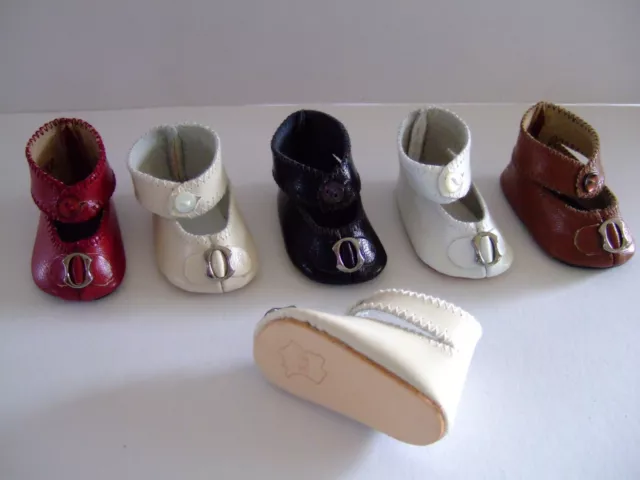 CHAUSSURES CUIR Taille 7 (5 cm) de POUPEE ancienne ou moderne  DOLL SHOES - GB