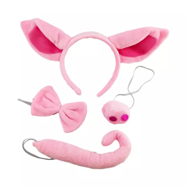 4 Pieces Animal Pig Costume Accessories Halloween Hairband Cosplay Set for Stage