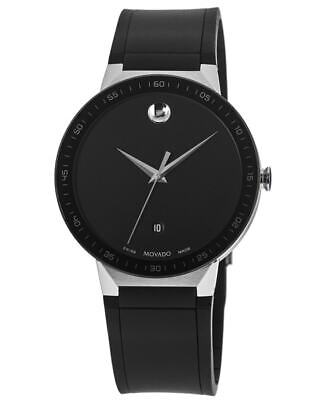 New Movado Sapphire Black Dial Black Rubber Strap Men's Watch 0607406