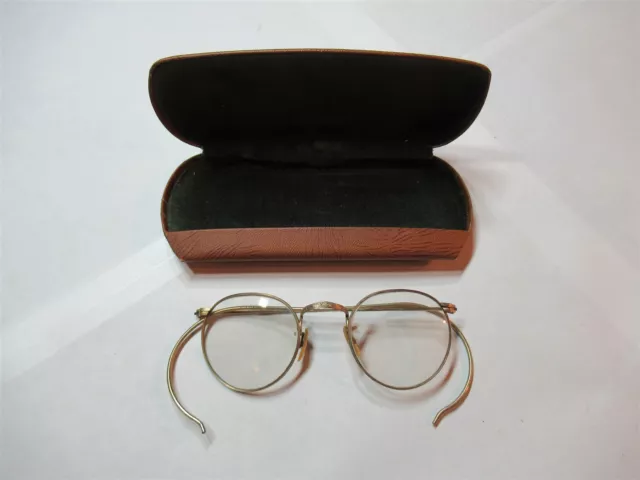 Vintage fancy 12K GF gold wire rim eye glasses original case Ralph Bardoff Ohio