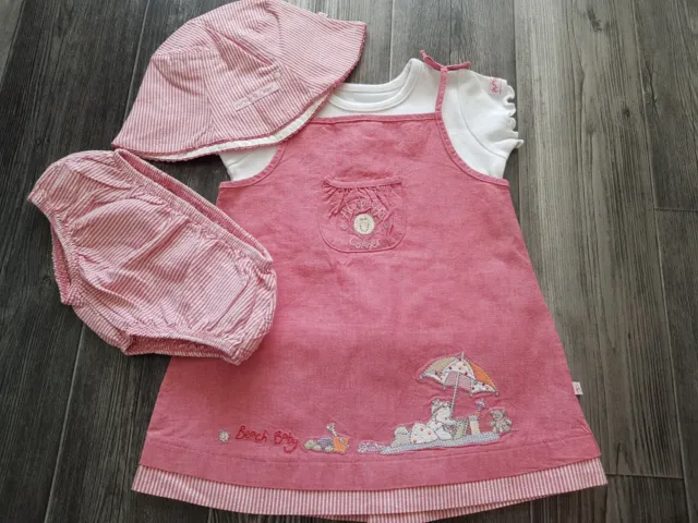 Humphreys Corner Lottie Goes To Seaside Dress Top Hat Set 3-6 Months Immaculate