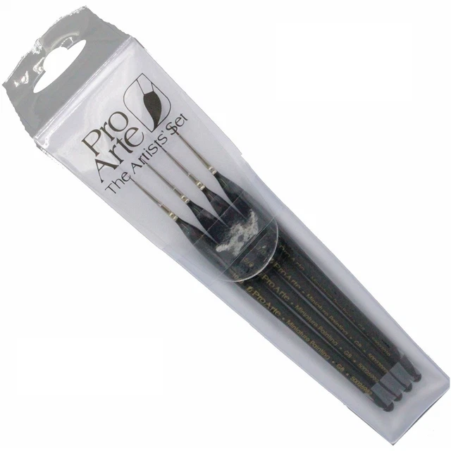 Pro Arte Miniatura Artista Pennello Set 4 Spazzole Fine Dettagli Modellante W12