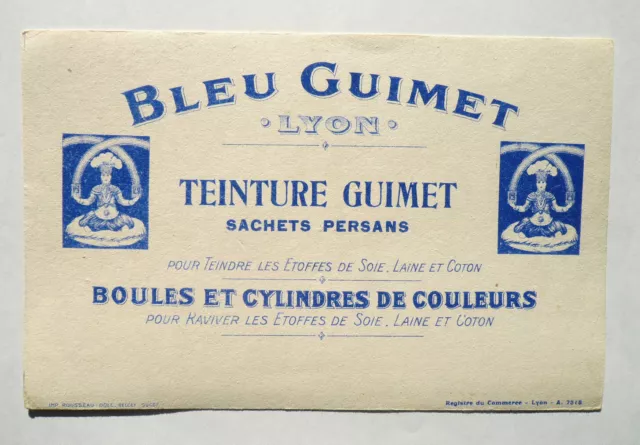 Buvard BLEU GUIMET, Lyon, années '20 - Inventeur du Bleu d'Outremer en 1826
