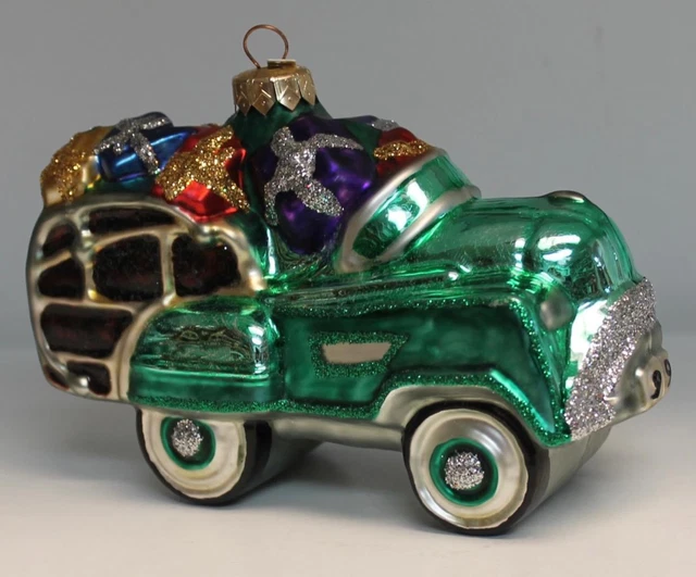 1999 Hallmark Blown Glass Ornament 1955 Murray Ranch Wagon Crown Reflections