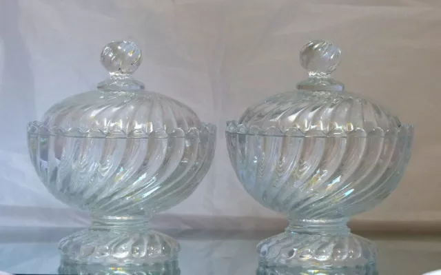 BACCARAT BAMBOU - Gorgeous PAIR 2x Candy Box Crystal Covered Box Bamboo 1930