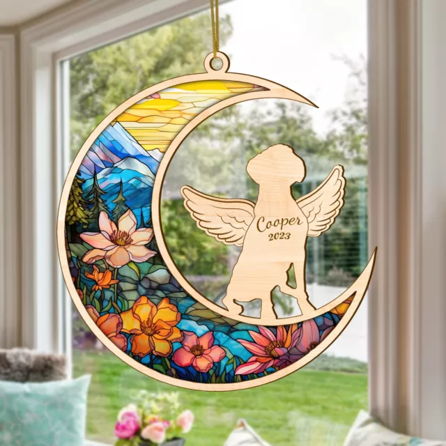 Personalized Boxer Dog Memorial Suncatcher, Boxer Dog Angel Wings Memorial Gift