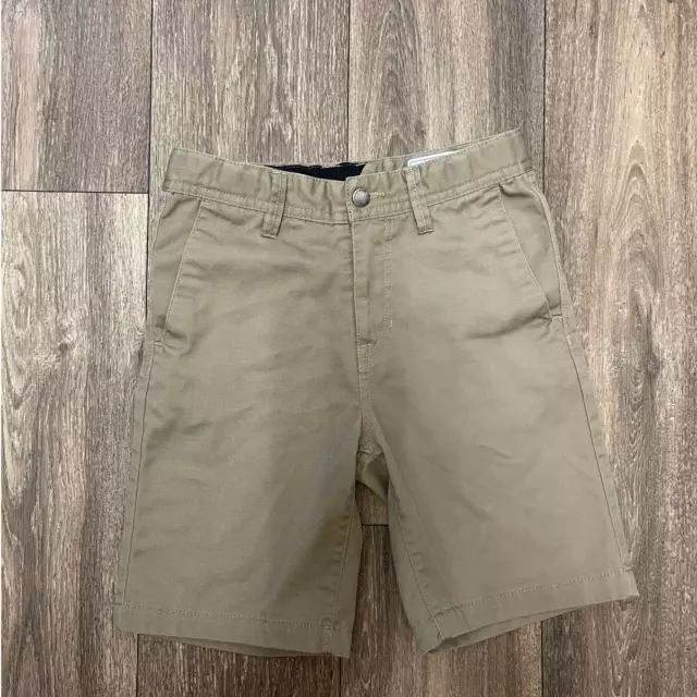 Volcom Frickin Cotton Twill Chino Short Khaki Boys Size 7/XL