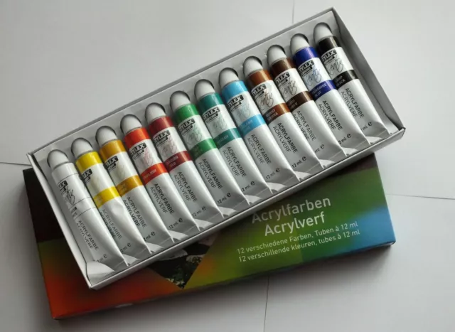 12x 12 ml Tuben Acryl Farben für Pinselmalerei Malerei One Stroke Nailart