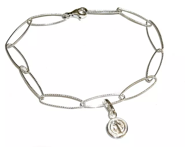 Charm De San Benito En Plata De Ley: Pulsera Católica Vintage Bicolor - España