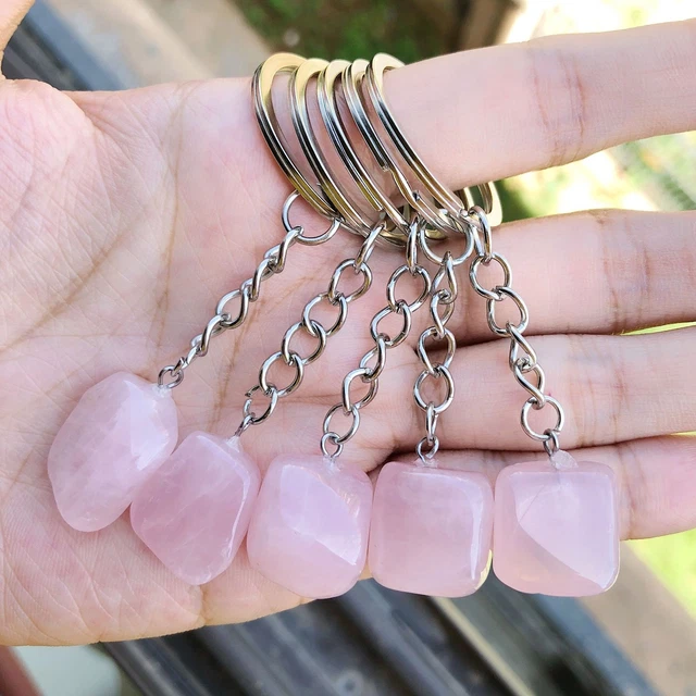 5pcs Rose Quartz Stone Bag Clasp Pendants Chakra Reiki Healing Amulet