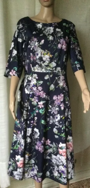 Beautiful Dress Marina Rinaldi Woman, Blue Rose, Size 21 It 48 De 42 US 12 GB 16