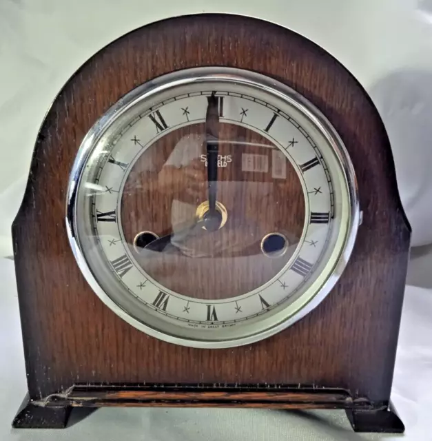 Vintage Art Deco SMITHS ENFIELD wooden cased Clock with a new quartz movement.