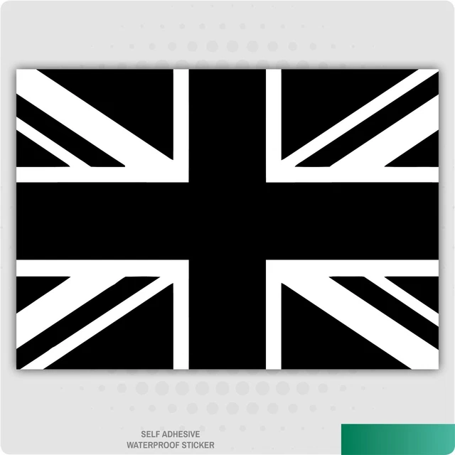 Union Jack Black & White Chevron Sticker – Gloss Domed Gel For Car/Motorcycle