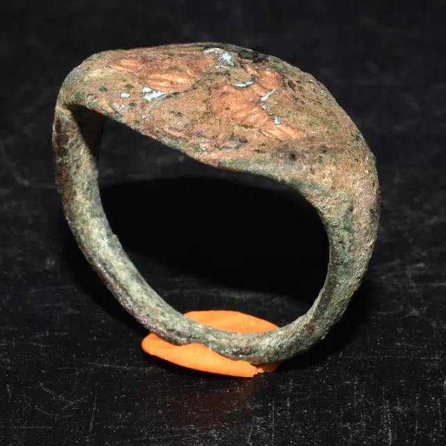 Ancient Roman Wearable Bronze Ring with Engraved Bezel Circa 1st Century AD