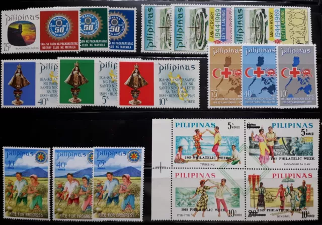 PHILIPINES 14 complete sets +1v from the 1970s MNH ,Marcos era 3