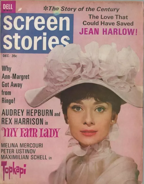 Screen Stories Magazine December 1964 Audrey Hepburn  My Fair Lady Jean Harlow