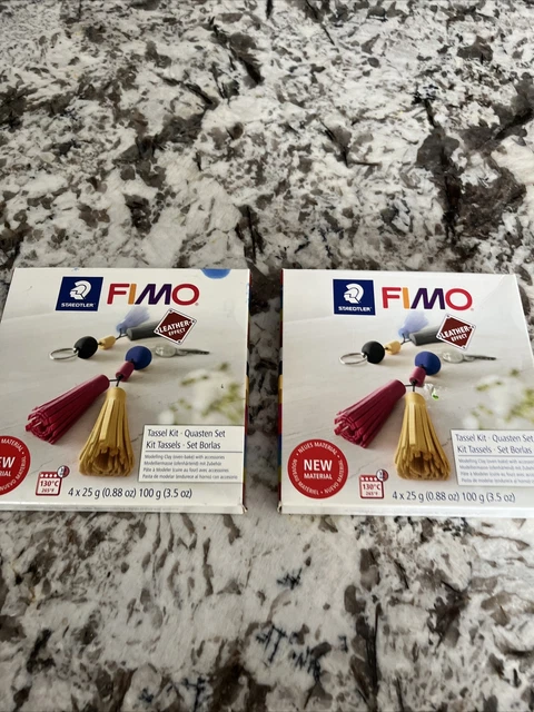 2 FIMO Tassel Kit, Leather Effect, DIY Arts & Crafts, Modeling Clay Oven-Bake