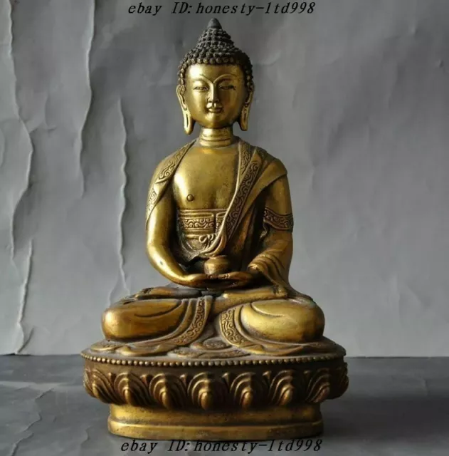 8" Old Tibet Buddhism Bronze Gilt Sakyamuni Shakyamuni Medicine Buddha Statue