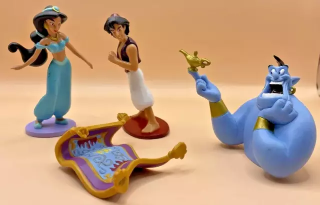 Disney Aladdin Figures 4 Bundle Set Including Aladdin Jasmine Genie Carpet