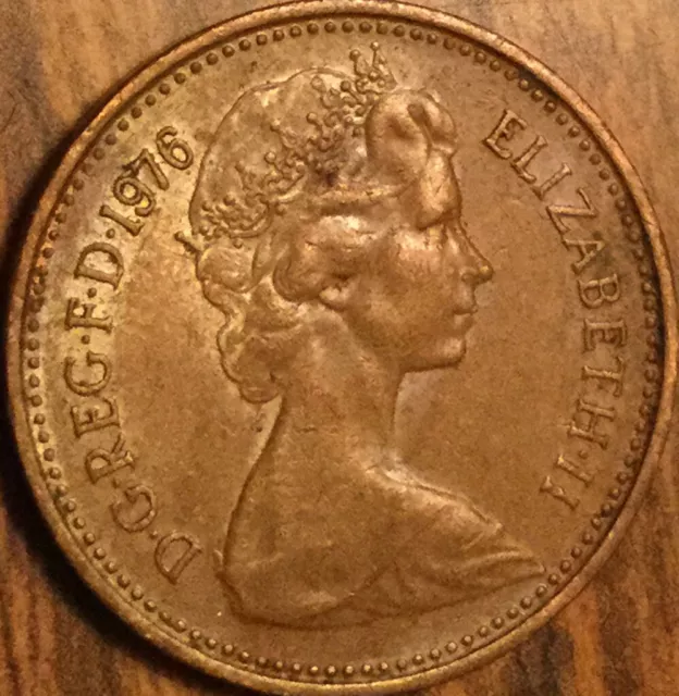 1976 Uk Gb Great Britain New 1 Penny Coin
