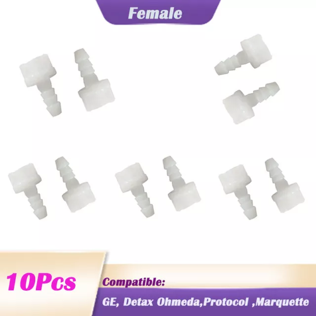 10 piezas Conectores de manguera de aire para manguito de presión arterial hembra Detax Ohmeda Marquette